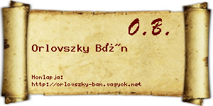 Orlovszky Bán névjegykártya